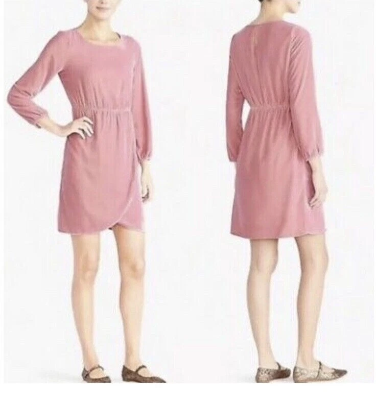 J.Crew womens size 0 Velvet Tulip Hem Dress Guava Berry Pink pullover K3470