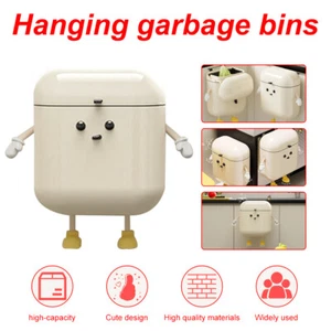 Bathroom Trash Can with Lid Garbage Bin Wall Mounted Kitchen Toilet Wastebasket - Picture 1 of 11