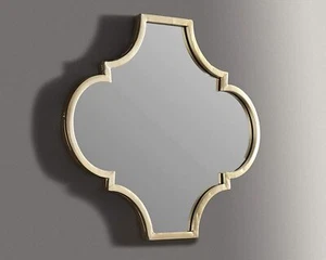 Wall Mount Accent Mirror Gold Metal Frame Decorative Home Decor Bathroom Vanity - Picture 1 of 3
