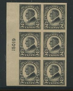 1923 US Stamp #611 2c Mint F/VF LH Imperf Plate Block of 6 Catalogue Value $90
