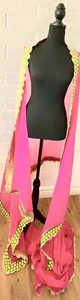 Womens Pink Chiffon Sequenced Sari Saree Dupata Trim W/Embroidery. Used - Picture 1 of 6