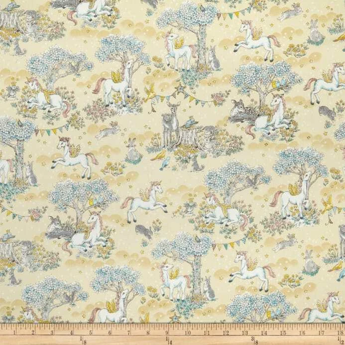 Fat Quarter In The Forest Fantasy Pegasus Unicorn 100% Cotton Quilting Fabric - Image 1 of 1