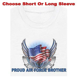 Air Force Proud Brother Military Family Pride USA Wings Theme T Shirt - Picture 1 of 6