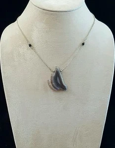 Halskette mit Botswana Achat schwarzer Onyx 925 Sterling Silber Handarbeit USA - Bild 1 von 3