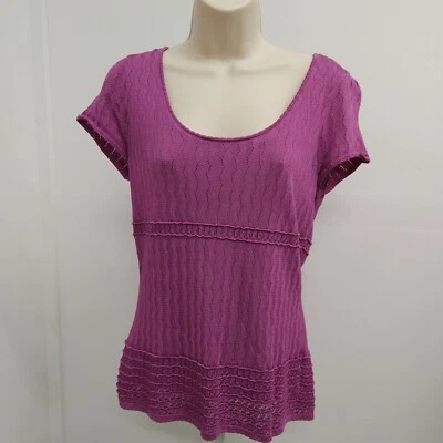 Camiseta pulóver Emma James para mujer mediana púrpura manga corta damas  Foto 1 de 4