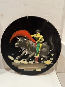 Placa de pared de madera vintage Matador y toro - Firmada pintada a mano - Barcelona - Imagen 1 de 4