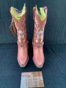 Botas Durango Arnés Floral Cuero Occidental Rojo Talla 6 M Mujer NUEVAS - Imagen 1 de 10
