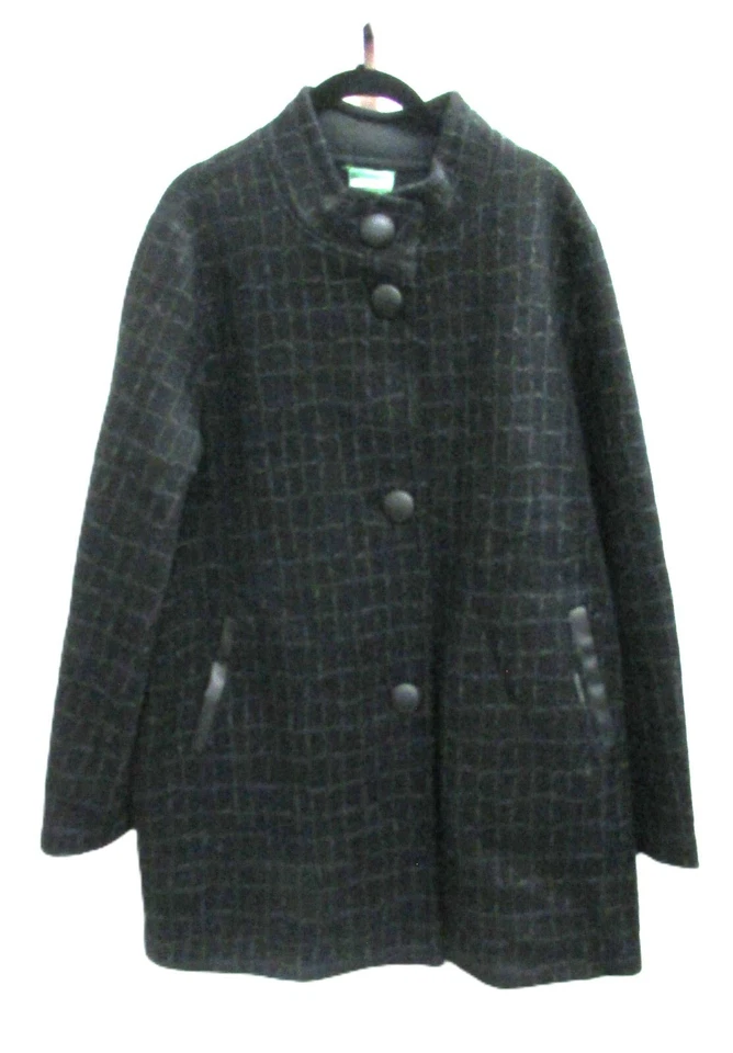 Geiger Women Black Gray Honeycomb Wool Buttonfront Jacket Size XL - Image 1 of 2