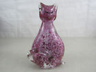 Vintage Murano Art Glass Pink Multi Colored Cat Sculpture 7 1/2" Tall-3 Lbs.