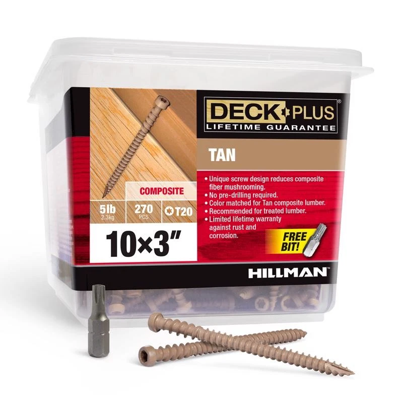 Deck Plus 48455 Tan Star Drive Flat Head Composite Deck Screw #10 x 3 L in. - Image 1 of 1