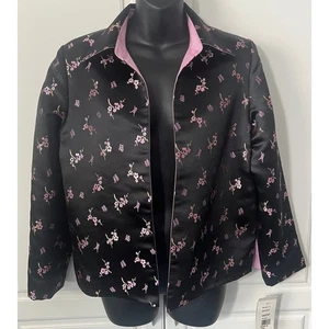 Chaqueta MSK Reversible de Seda Inspirada en Asia Negra/Rosa Talla PM NUEVA CON ETIQUETAS - Imagen 1 de 9