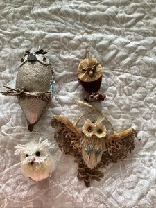 4 Owl Xmas Tree Hanging Ornaments - Picture 1 of 13