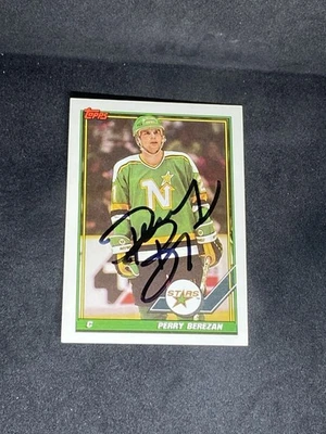 Perry Berezan 1991-92 Topps #485 Minnesota North Stars Autographed Signed Card - Image 1 of 3