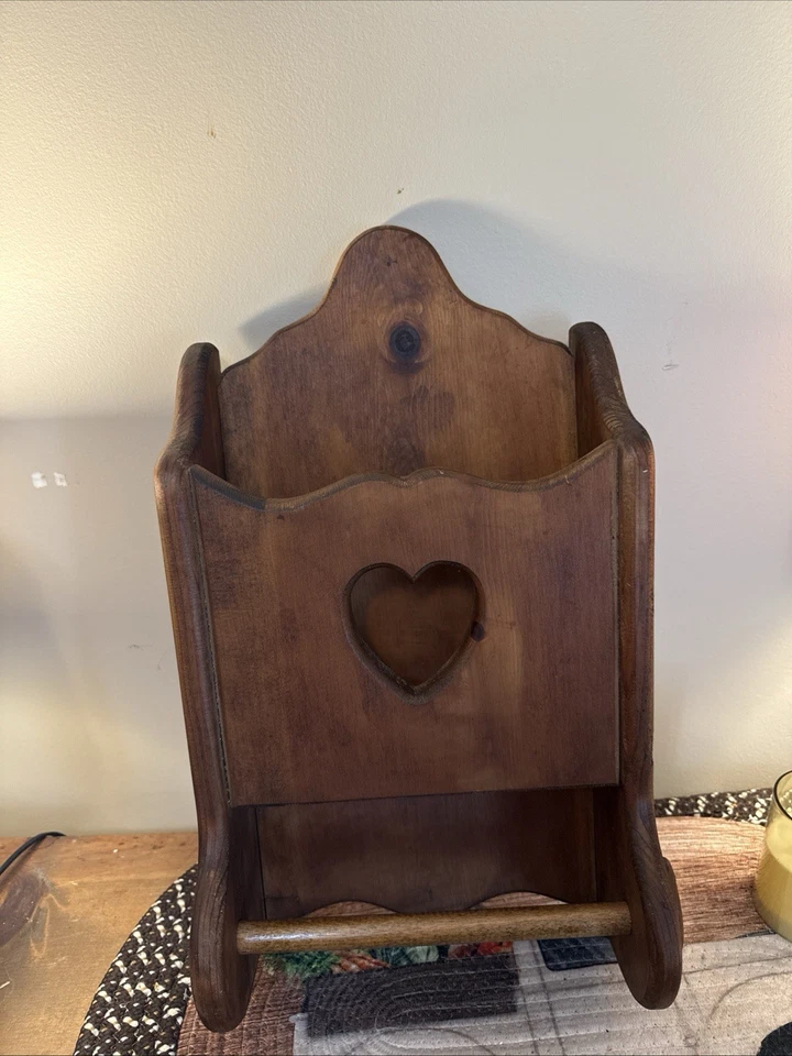 Vintage Hand Made Wooden Towel Holder With Storage - Image 1 of 4
