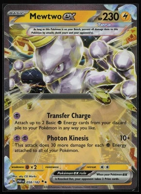 ENGLISH Pokemon - *Mewtwo ex* - 058/182 - SV04: Paradox Rift - Image 1 of 2