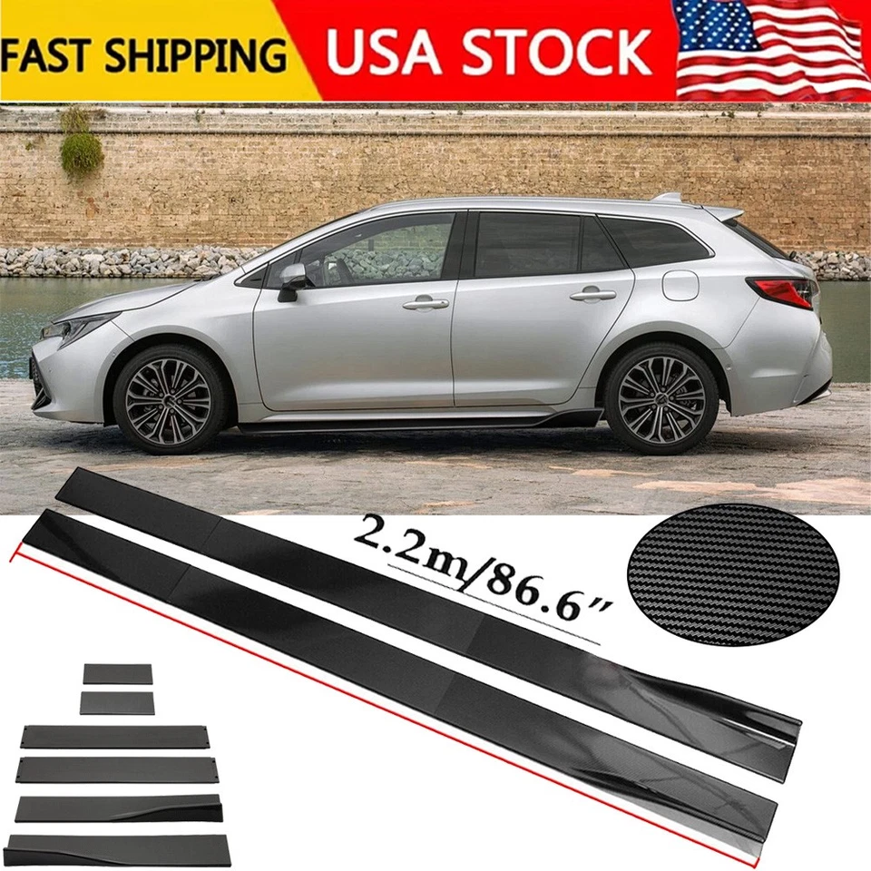 Carbon Fiber 86.6inch Side Skirt Extensions Rocker Panel For Toyota-Corolla Foto 1 de 4