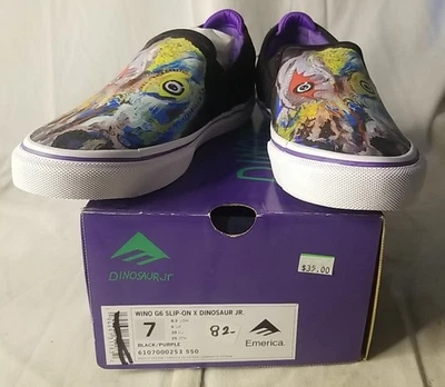 Zapatos de Skate Emerica Wino G6 Sin Cordones X Dinosaur Jr Negro Púrpura Talla 7 Precio de venta sugerido por el fabricante $82 Foto 1 de 4
