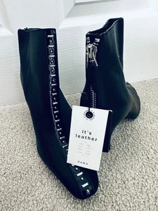 Zara leather ankle boots size 5 EU 38-NEW! - Picture 1 of 5