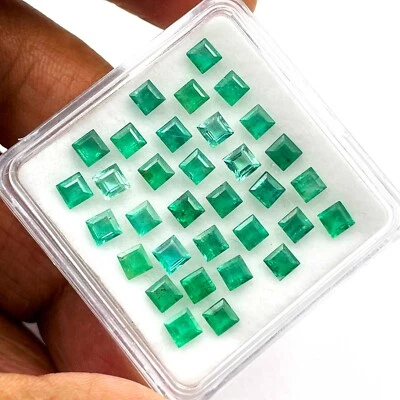 Natural Zambia Emerald Square Cut Loose Gemstone Lot 6 Pcs 3.25 MM 1 CT - Image 1 of 4