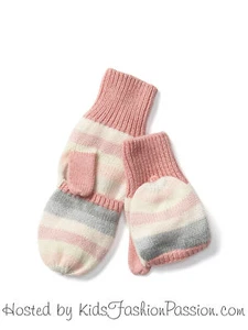 GAP Kids Girls Pink Stripe Covertible Mittens Fingerless Gloves S M L NWT $30 - Picture 1 of 1