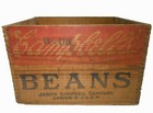 SCARCE CAMPBELL'S PORK & BEANS VINT RED/BLK INK STMPD WOOD BOX CRATE, CAMDEN, NJ