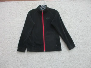 Columbia Sweater Large Youth Black Pink Full Zip Pockets Fleece Stretch Girls YL - Picture 1 of 9