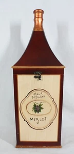 VILLA TOSCANA MERLOT LARGE WOOD DECORATIVE HINGED TOP 4 BOTTLE WINE STORAGE BOX - Picture 1 of 7