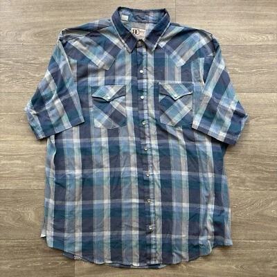 Camisa De Colección Marca Dee Cee DC 3XL XXXL Western Pearl Snap Azul Botón a Cuadros Foto 1 de 4