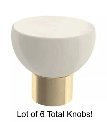 Brainerd P37423W-CZI-CP 1-5/16" Ivory Ceramic&Champagne Brnz Modern Rnd Lot Of 6 - Image 1 of 4