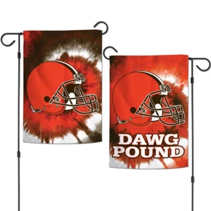 New NFL Cleveland Browns Dawg Pound 2 Sided 12.5 X 18 Tie Dye Garden Flag - Picture 1 of 1