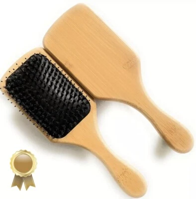 CEPILLO DE PELO COJÍN GRANDE - DESENREDANTE NATURAL CERDAS DE JABALÍ CON PASADORES PALETA Foto 1 de 4