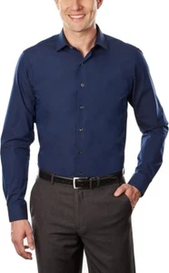 Camisa de Vestir Kenneth Cole REACTION Para Hombre The Flex Calce Ajustado, Azul Marino XL 17.5 - 34/35 - Imagen 1 de 4