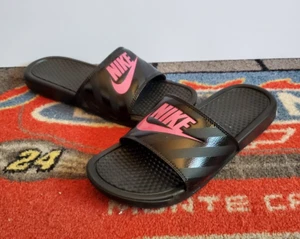 Nike Benassi JDI Women's Size 10 Sandel Slides Blac/Pink. - Picture 1 of 11