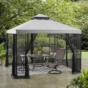 10' X 10' Patio Garden Gazebo Patio Shade Easy Assembly Steel Frame With Netting - Picture 1 of 8