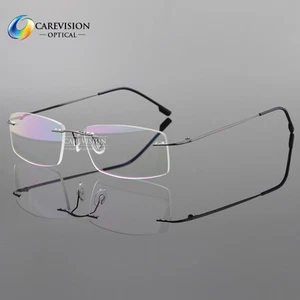 Men's Rimless Memory Titanium Alloy Glasses Eyeglasses Spectacles Frame - Picture 1 of 18