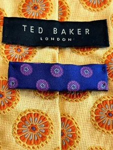 Ted Baker London Gold Woven Geometric Foulard Silk Tie Hand Made in USA - Bild 1 von 5