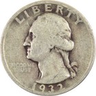 1932 Washington Quarter AG About Good Silver pièce 25c