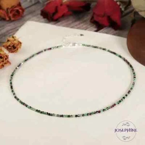 Ruby Zoisite 2mm Gemstone Beaded Boho Style Women Choker, Gemstone Crystal - Picture 1 of 4