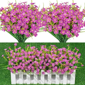 Artificial Flowers for Outdoors, 12 Bundles UV Resistant Fake Flowers, Porch - Picture 1 of 12