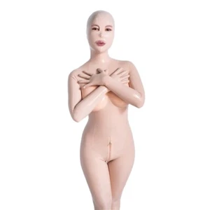 Sexy Women's Latex Zentai Catsuit with Hood Tights Full Cover Rubber Bodysuit - Picture 1 of 8
