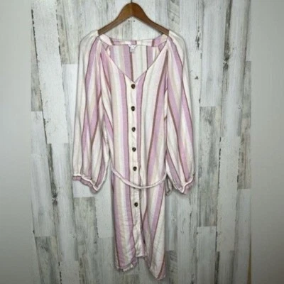 Cato Est 1946 Women's Plus Size Striped Button Front Shirt Dress Purple 26-28 - Image 1 of 4