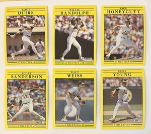 1991 Fleer Oakland Atheltics A’s Baseball Cards RANDOLPH / SANDERSON / WEISS +