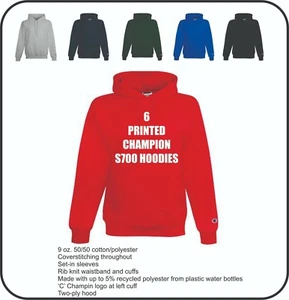 6 SUDADERAS CON CAPUCHA CHAMPION S700 IMPRESAS A MEDIDA - PRENDA DE MEJOR CALIDAD QUE HAY - Imagen 1 de 1