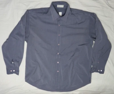 BURMA BIBAS MENS SHIRT BLUE LARGE STRETCH BUTTON FRONT HONG KONG LONG SLEEVE - Image 1 of 4