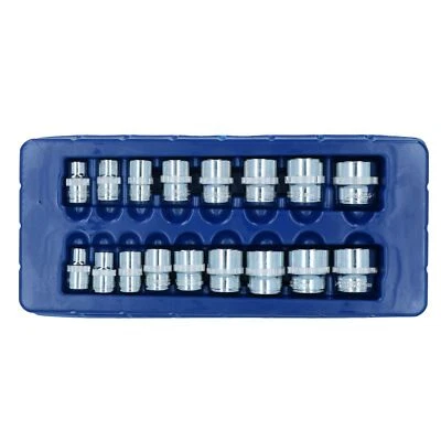 3/8" Drive Shallow Metric MM Sockets 6 Sided Single Hex 8mm - 24mm 17pc - Image 1 of 4