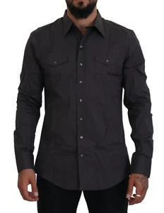 Dolce & Gabbana Gray SICILIA Slim Fit Stretch Dress Men's Shirt Authentic - Picture 1 of 6