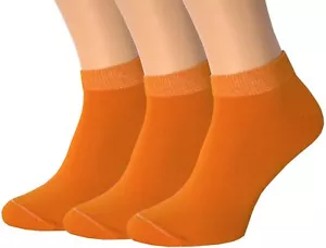 3 Pack Unisex Thin Cotton Ankle Socks Dry Low Cut Running Socks Orange Sizes ... - Picture 1 of 3