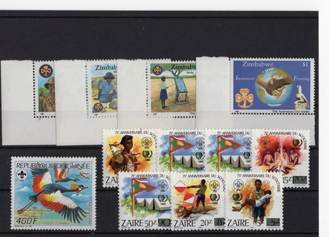 BOY SCOUTS  XF Mint Never Hinged Zaire, Zimbabwe Misc.Sets,Stamps Scouting Cover