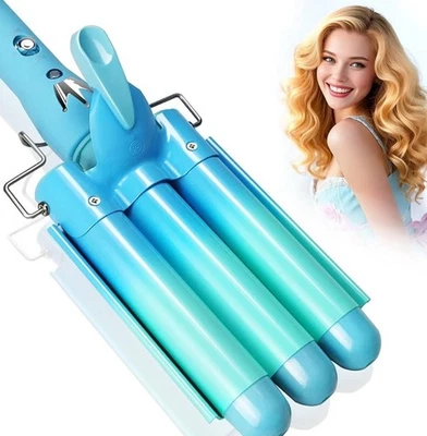 Varita rizadora de pelo de cerámica de 3 barriles 1” barril azul Foto 1 de 3