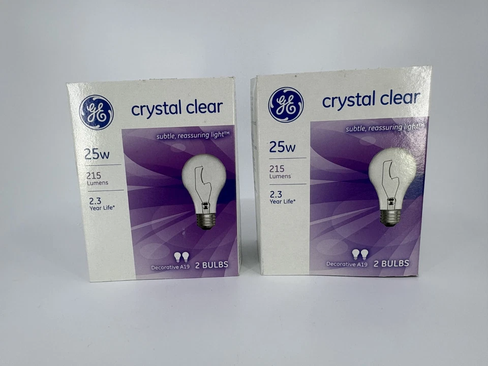 Old Style GE Light Bulbs 25W Decorative Crystal Clear A19 - 2 Packs = 4 Bulbs - Image 1 of 4